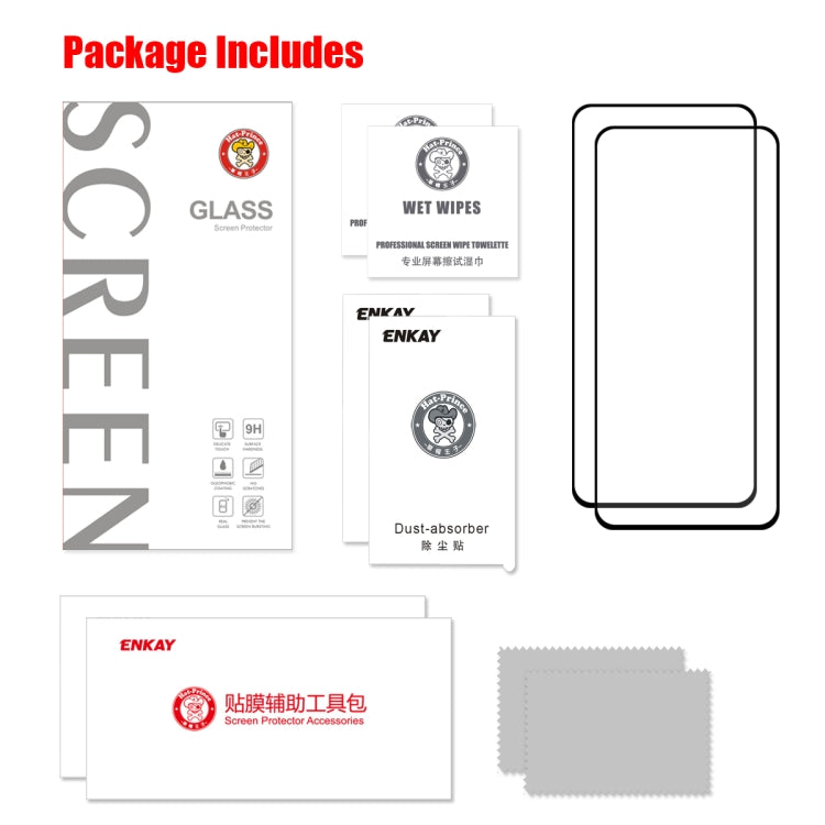 2 PCS ENKAY Hat-prince Full Glue 0.26mm 9H 2.5D Tempered Glass Film for Samsung Galaxy A80