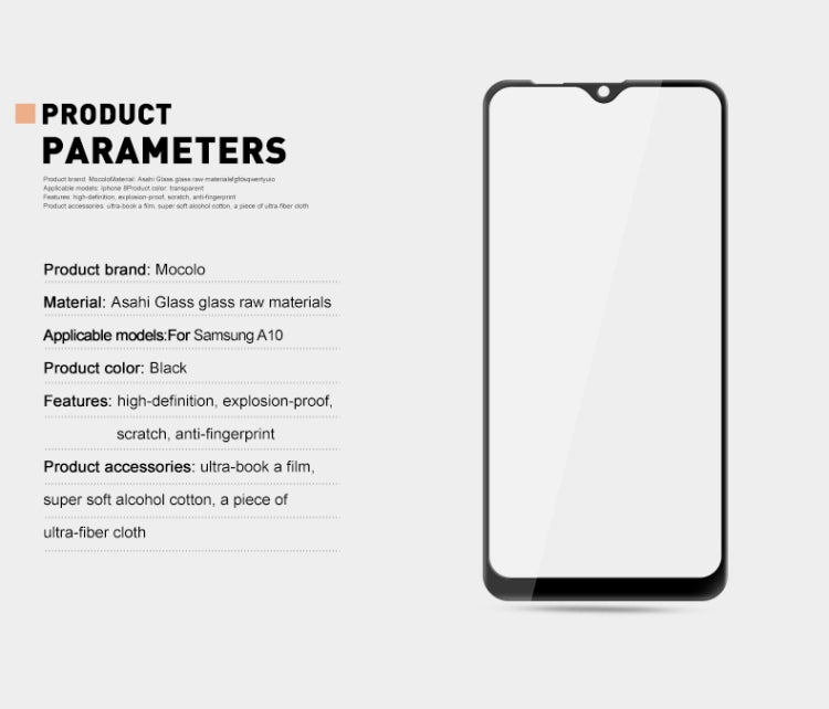 mocolo 0.33mm 9H 3D Full coverage Tempered Glass Film for Galaxy A10