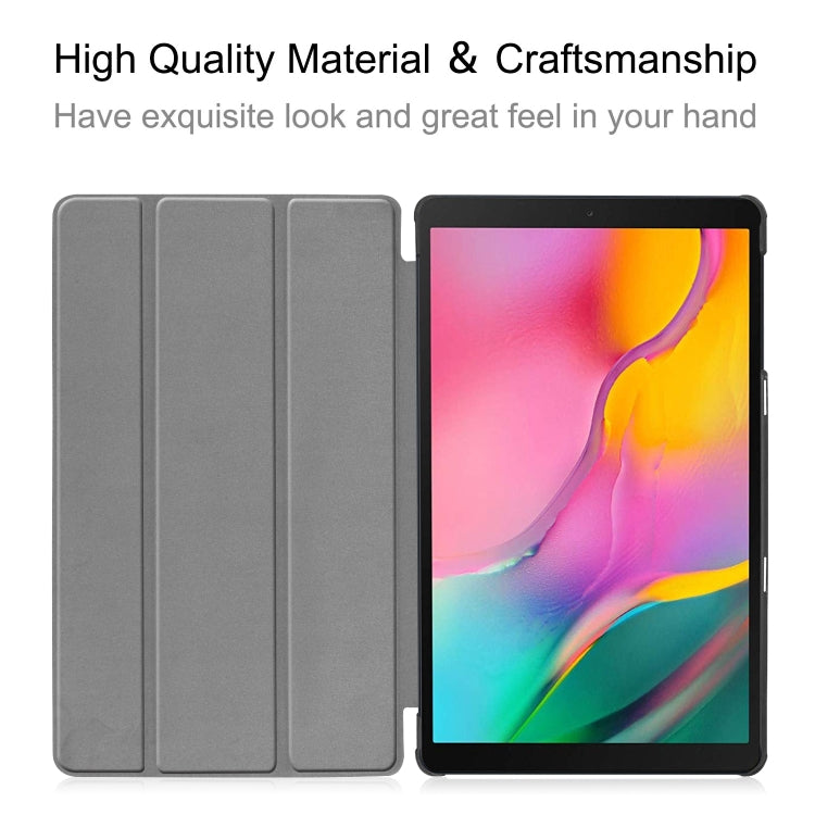 ENKAY High Quality PU Leather + Plastic Bottom Case with Three-folding Holder for Samsung Galaxy Tab A 10.1 (2019) T510 / T515