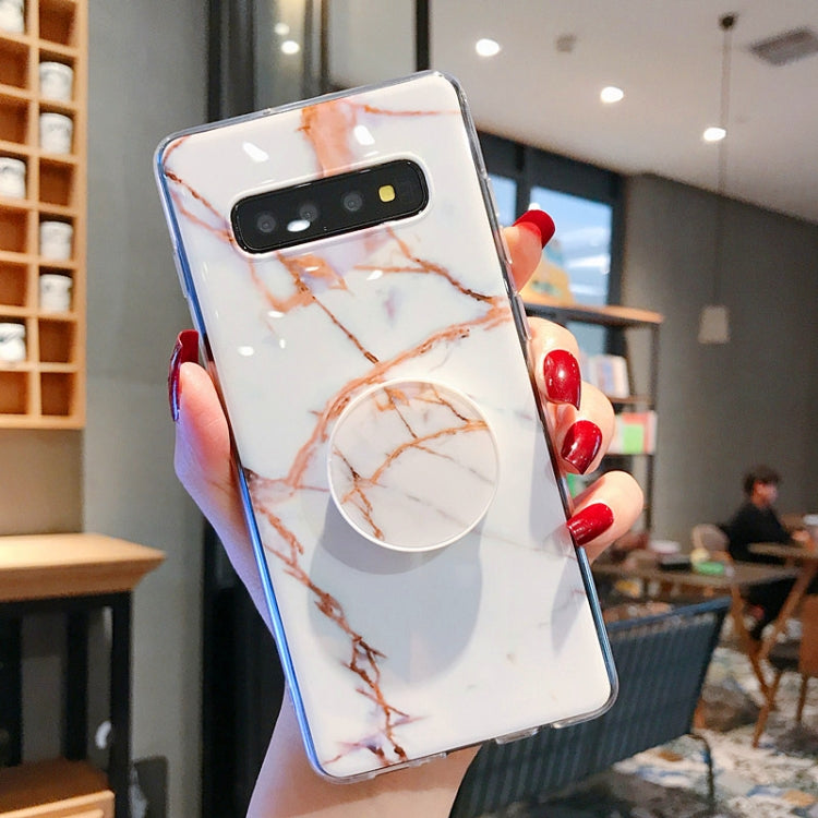 Marble Strip with Bracket TPU Mobile Phone Case for Samsung Galaxy S10E Protection Back Cover