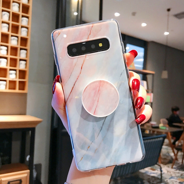 Marble Strip with Bracket TPU Mobile Phone Case for Samsung Galaxy S10 Plus Protection Back Cover