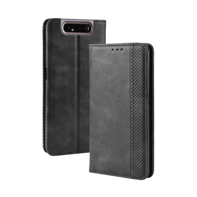 Magnetic Buckle Retro Crazy Horse Texture Horizontal Flip Leather Case for Samsung Galaxy A80(A90)   , with Holder & Card Slots & Photo Frame