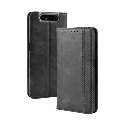 Magnetic Buckle Retro Crazy Horse Texture Horizontal Flip Leather Case for Samsung Galaxy A80(A90)   , with Holder & Card Slots & Photo Frame