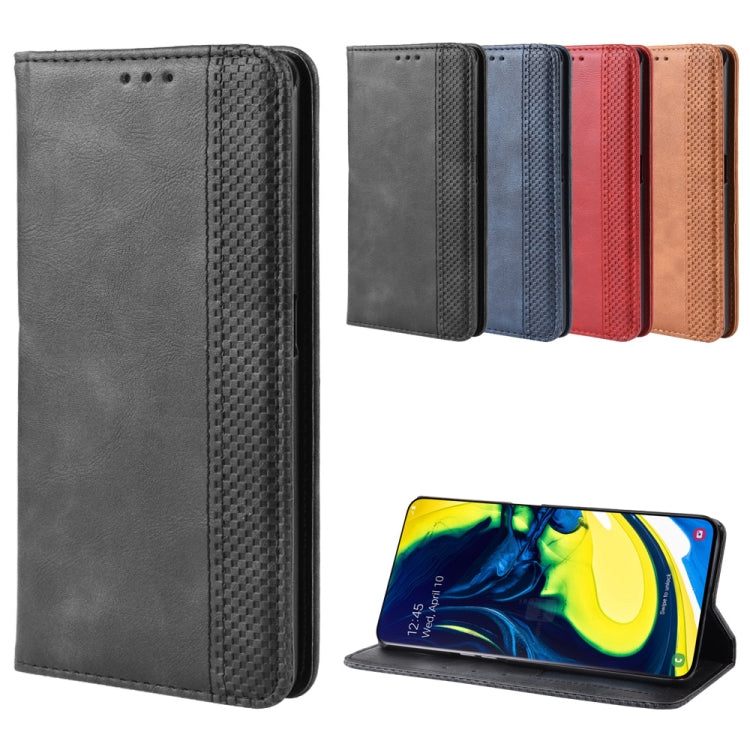 Magnetic Buckle Retro Crazy Horse Texture Horizontal Flip Leather Case for Samsung Galaxy A80(A90)   , with Holder & Card Slots & Photo Frame