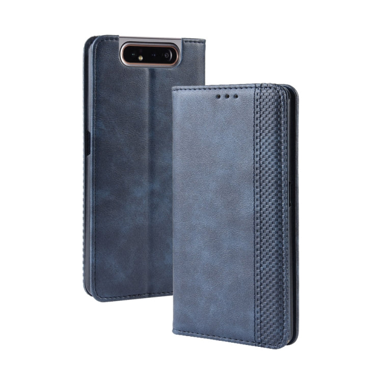 Magnetic Buckle Retro Crazy Horse Texture Horizontal Flip Leather Case for Samsung Galaxy A80(A90)   , with Holder & Card Slots & Photo Frame