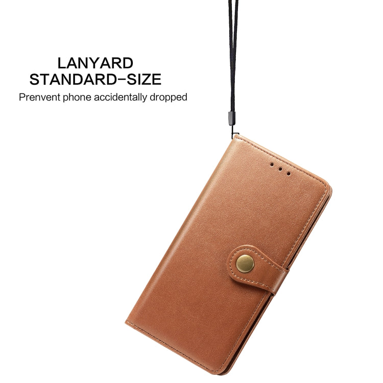 For Samsung Galaxy A21S Retro Solid Color Leather Buckle Phone Case with Lanyard & Photo Frame & Card Slot & Wallet & Stand Function