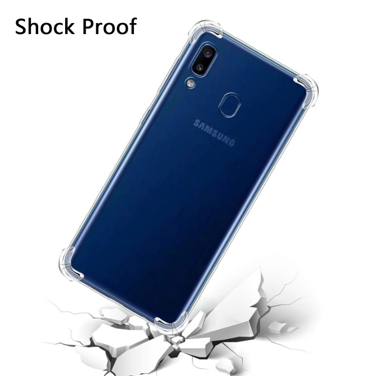 For Samsung Galaxy A20 Four-Corner Anti-Drop Ultra-Thin Transparent TPU Phone Case