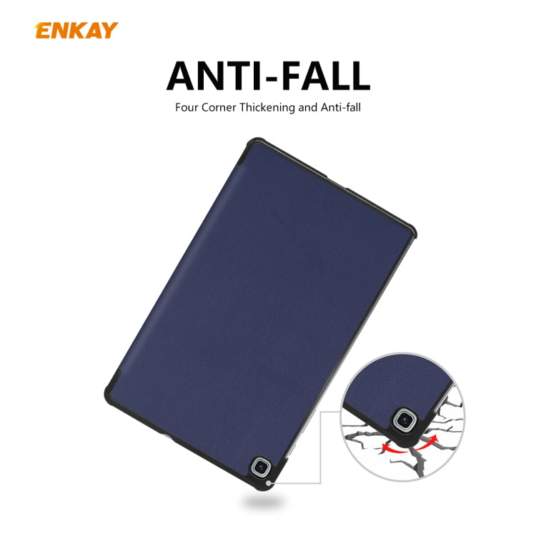 ENKAY ENK-8002 For Samsung Galaxy Tab S6 Lite P610 / P615 PU Leather + Plastic Smart Case with Three-folding Holder