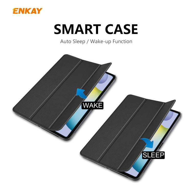 ENKAY ENK-8002 For Samsung Galaxy Tab S6 Lite P610 / P615 PU Leather + Plastic Smart Case with Three-folding Holder