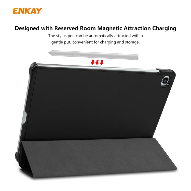 ENKAY ENK-8002 For Samsung Galaxy Tab S6 Lite P610 / P615 PU Leather + Plastic Smart Case with Three-folding Holder