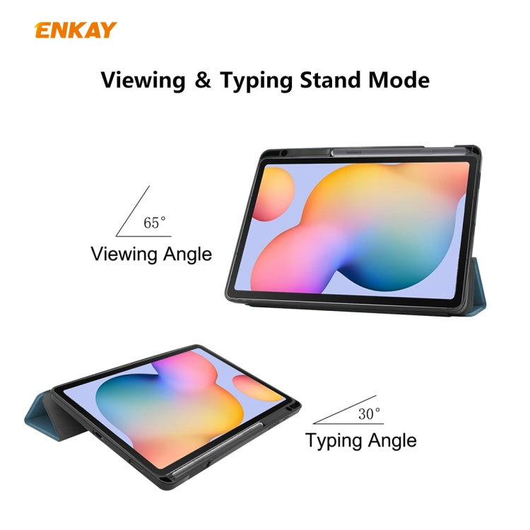 For Samsung Galaxy Tab S6 Lite P610 / P615 ENKAY ENK-8003 PU Leather + TPU Smart Case with Pen Slot