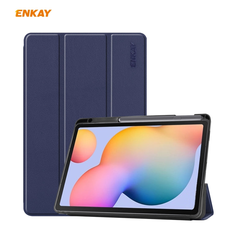 For Samsung Galaxy Tab S6 Lite P610 / P615 ENKAY ENK-8003 PU Leather + TPU Smart Case with Pen Slot