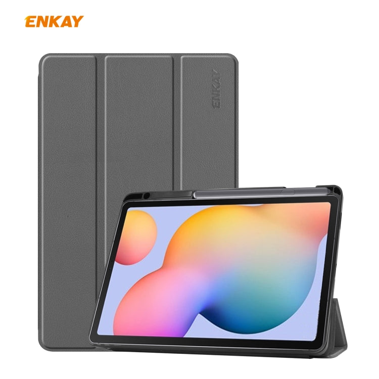 For Samsung Galaxy Tab S6 Lite P610 / P615 ENKAY ENK-8003 PU Leather + TPU Smart Case with Pen Slot