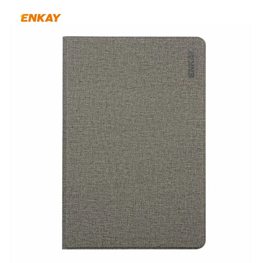 For Samsung Galaxy Tab S6 Lite P610 / P615 ENKAY ENK-8004 Coarse Cloth Pattern PU Leather + TPU Smart Case with Holder