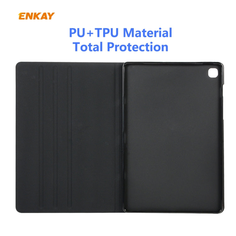 For Samsung Galaxy Tab S6 Lite P610 / P615 ENKAY ENK-8004 Coarse Cloth Pattern PU Leather + TPU Smart Case with Holder