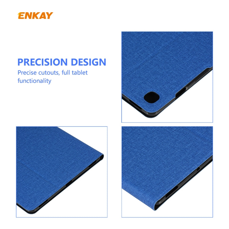 For Samsung Galaxy Tab S6 Lite P610 / P615 ENKAY ENK-8004 Coarse Cloth Pattern PU Leather + TPU Smart Case with Holder