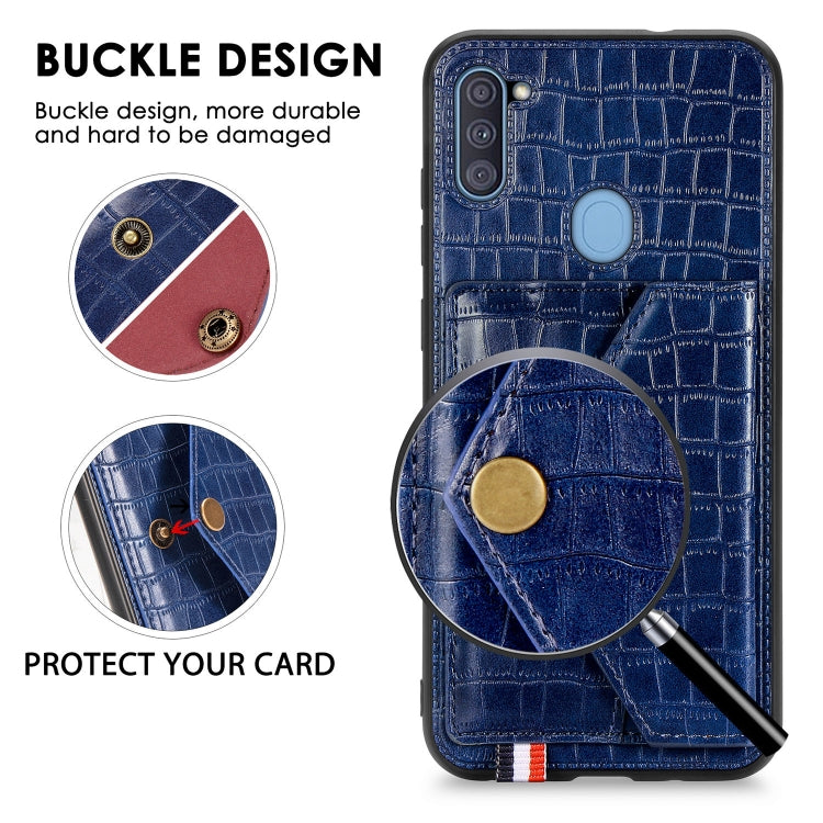 For Samsung Galaxy A11 Crocodile Pattern Envelope Card Package Phone Case With Magnet And Bracket Function