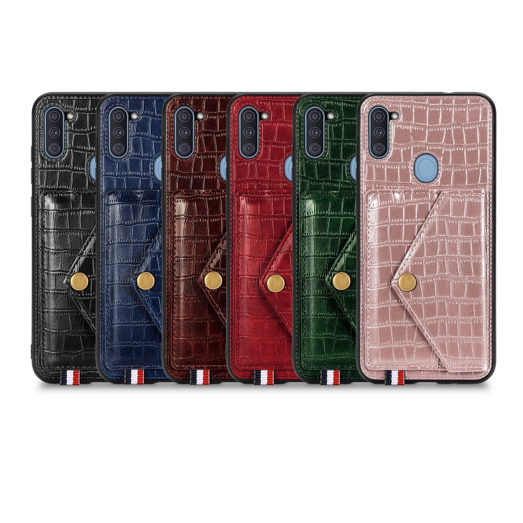 For Samsung Galaxy A11 Crocodile Pattern Envelope Card Package Phone Case With Magnet And Bracket Function