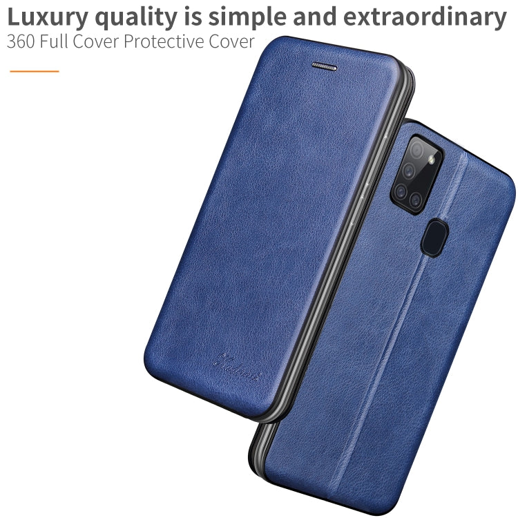 For Galaxy A21S Integrated Electricity Pressing Retro Texture Magnetic TPU+PU Leather Case with Card Slot & Holder
