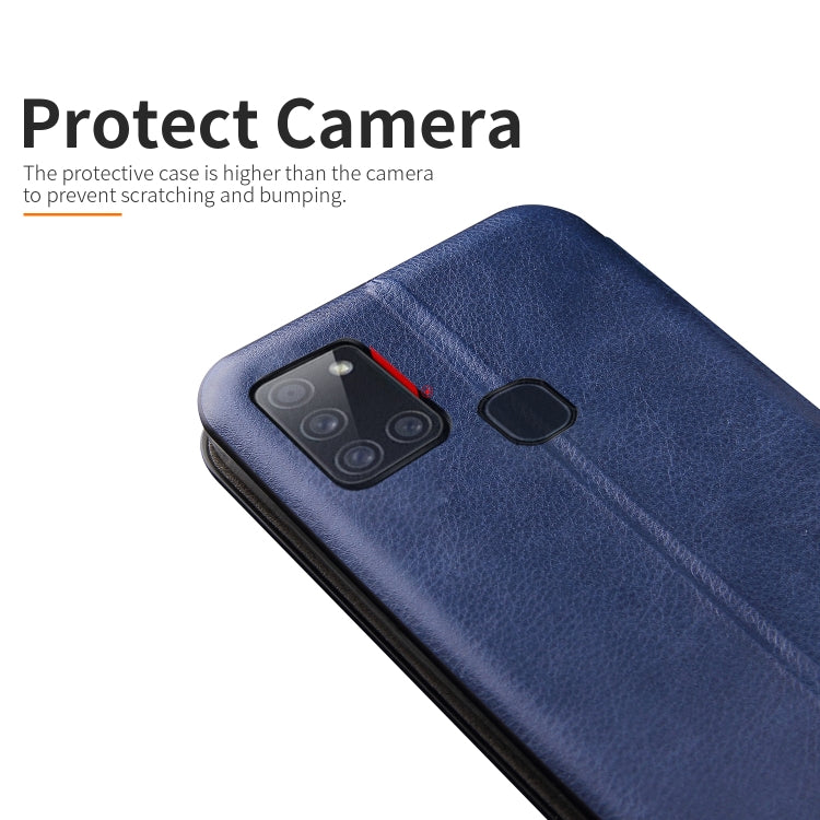 For Galaxy A21S Integrated Electricity Pressing Retro Texture Magnetic TPU+PU Leather Case with Card Slot & Holder