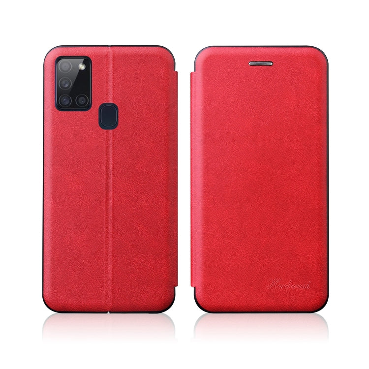 For Galaxy A21S Integrated Electricity Pressing Retro Texture Magnetic TPU+PU Leather Case with Card Slot & Holder