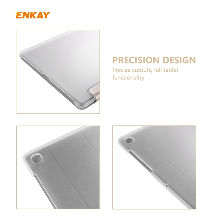 ENKAY ENK-8008 Three Folding Silk Texture PU Leather + PC Smart Case with Holder for Samsung Galaxy Tab S6 Lite P610 / P615