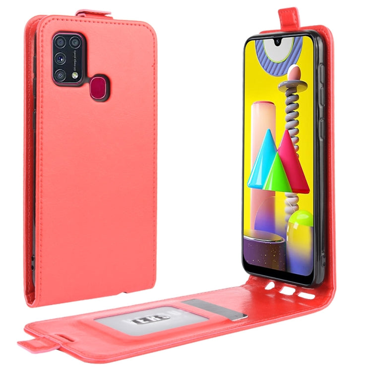 For Samsung Galaxy M31 R64 Texture Single Vertical Flip Leather Protective Case with Card Slots & Photo Frame