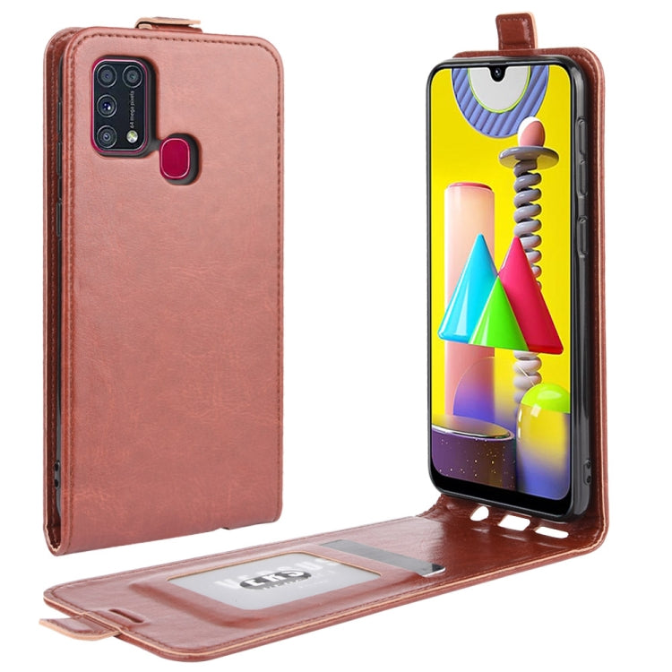 For Samsung Galaxy M31 R64 Texture Single Vertical Flip Leather Protective Case with Card Slots & Photo Frame