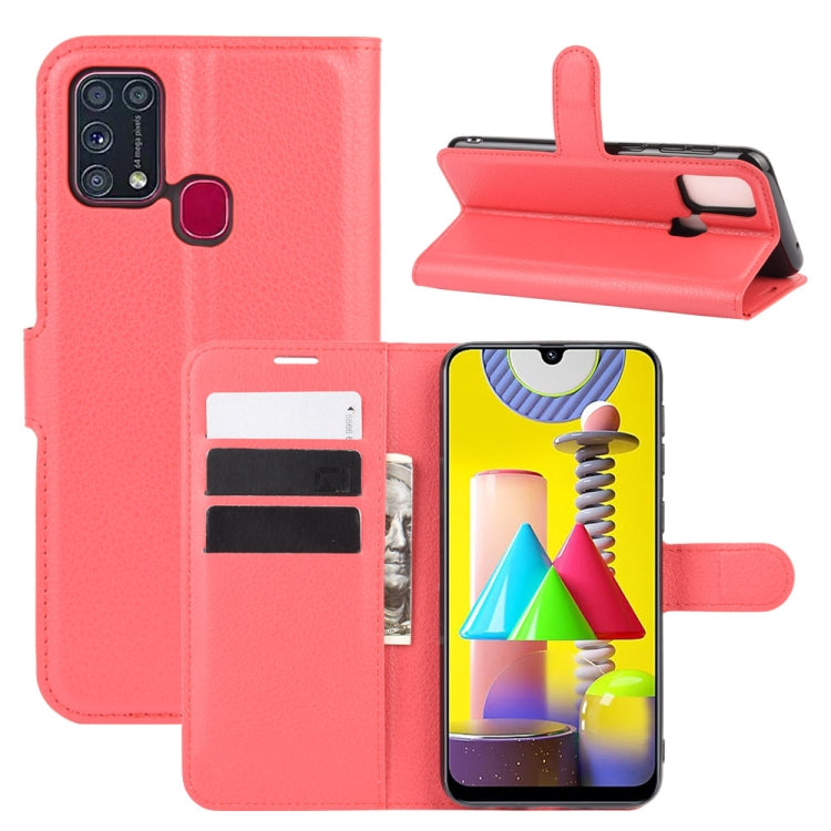 For Samsung Galaxy M31 Litchi Texture Horizontal Flip Protective Case with Holder & Card Slots & Wallet