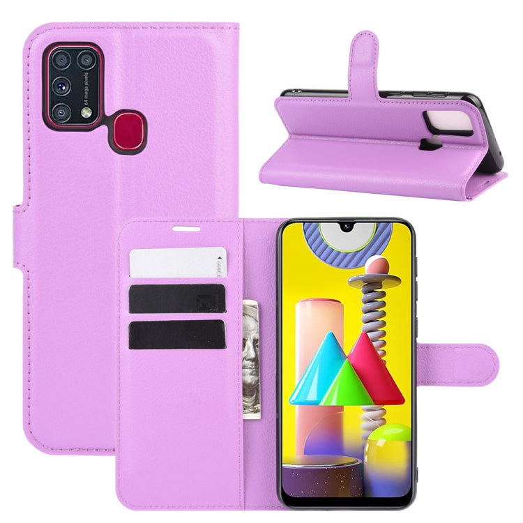 For Samsung Galaxy M31 Litchi Texture Horizontal Flip Protective Case with Holder & Card Slots & Wallet