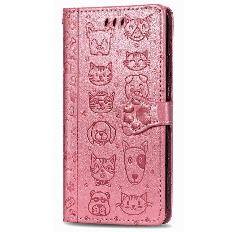 Cute Cat and Dog Embossed Horizontal Flip Leather Case with Holder & Card Slots & Wallet & Cartoon Clasp & Lanyard