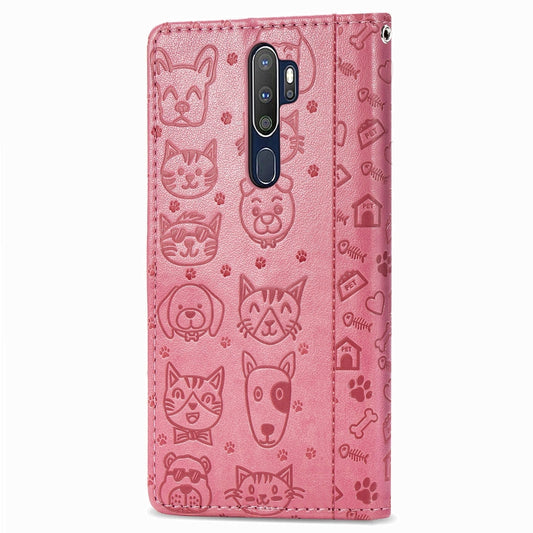 Cute Cat and Dog Embossed Horizontal Flip Leather Case with Holder & Card Slots & Wallet & Cartoon Clasp & Lanyard