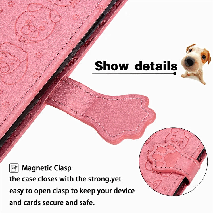 Cute Cat and Dog Embossed Horizontal Flip Leather Case with Holder & Card Slots & Wallet & Cartoon Clasp & Lanyard