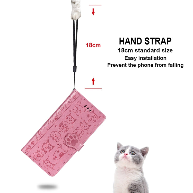 Cute Cat and Dog Embossed Horizontal Flip Leather Case with Holder & Card Slots & Wallet & Cartoon Clasp & Lanyard