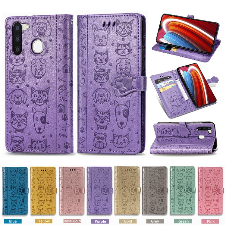 Cute Cat and Dog Embossed Horizontal Flip Leather Case with Holder & Card Slots & Wallet & Cartoon Clasp & Lanyard