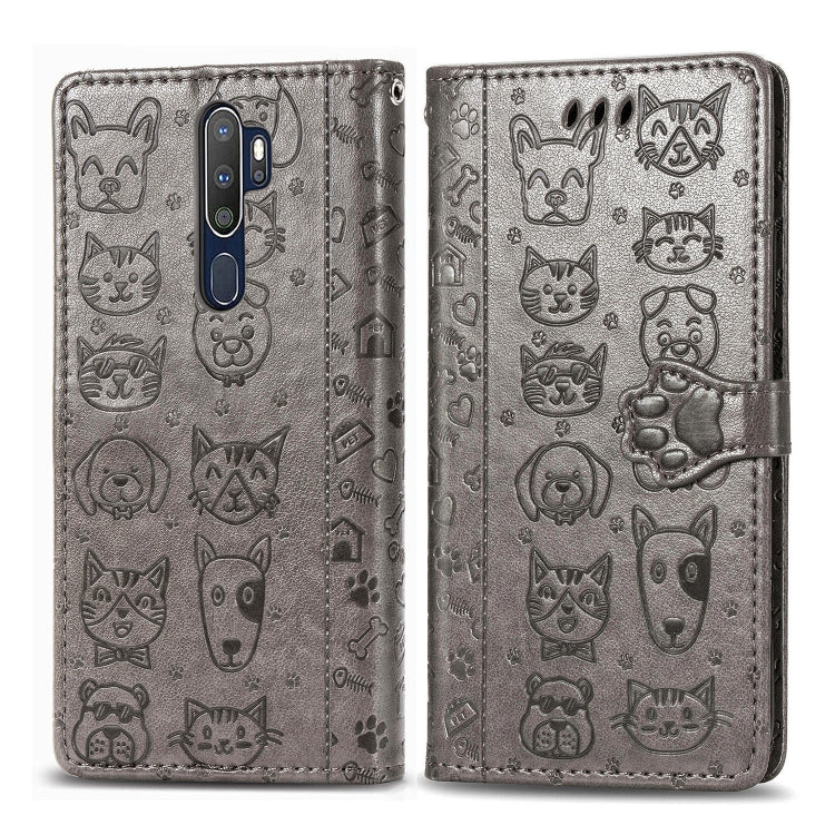 Cute Cat and Dog Embossed Horizontal Flip Leather Case with Holder & Card Slots & Wallet & Cartoon Clasp & Lanyard