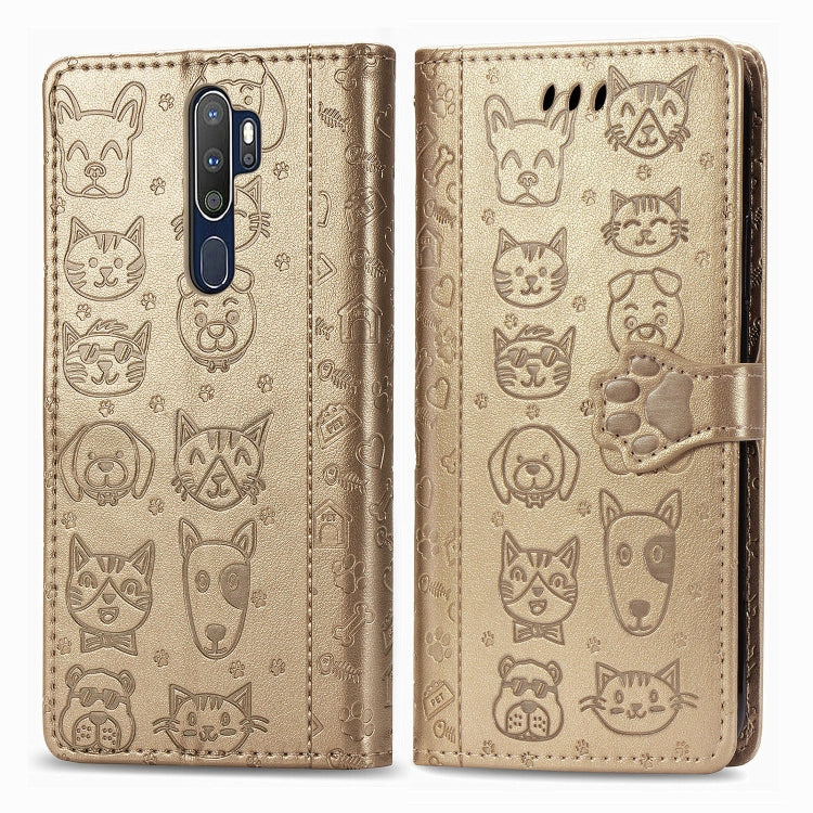 Cute Cat and Dog Embossed Horizontal Flip Leather Case with Holder & Card Slots & Wallet & Cartoon Clasp & Lanyard