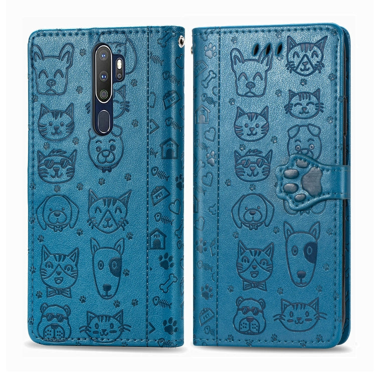 Cute Cat and Dog Embossed Horizontal Flip Leather Case with Holder & Card Slots & Wallet & Cartoon Clasp & Lanyard
