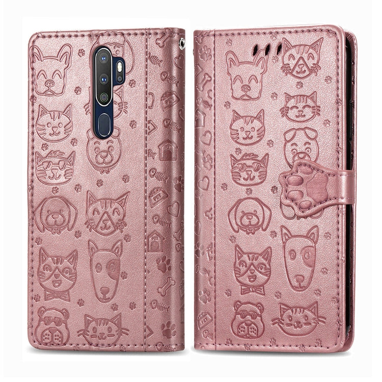 Cute Cat and Dog Embossed Horizontal Flip Leather Case with Holder & Card Slots & Wallet & Cartoon Clasp & Lanyard