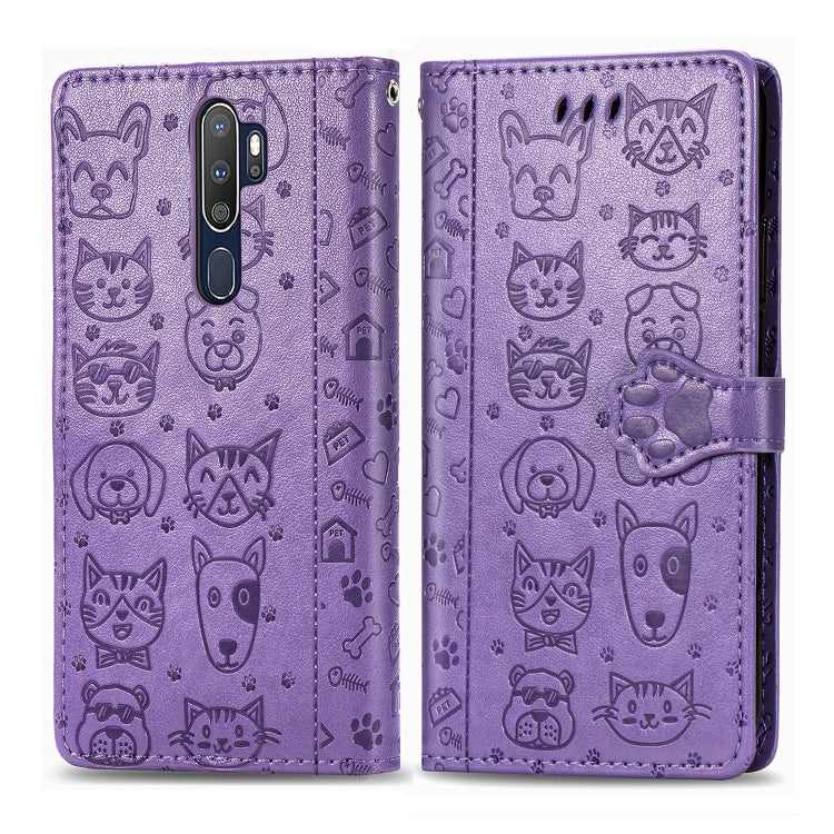 Cute Cat and Dog Embossed Horizontal Flip Leather Case with Holder & Card Slots & Wallet & Cartoon Clasp & Lanyard