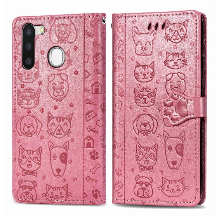 Cute Cat and Dog Embossed Horizontal Flip Leather Case with Holder & Card Slots & Wallet & Cartoon Clasp & Lanyard