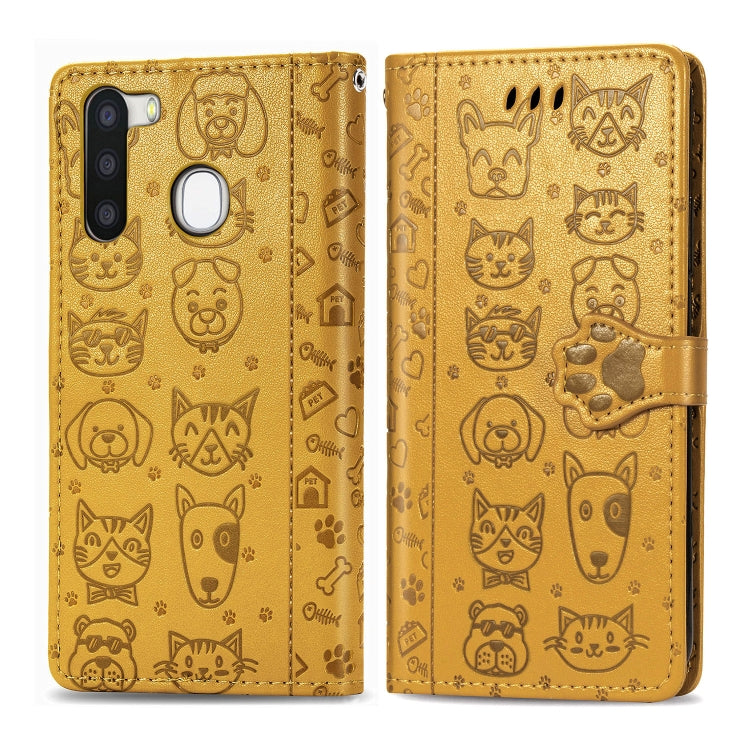 Cute Cat and Dog Embossed Horizontal Flip Leather Case with Holder & Card Slots & Wallet & Cartoon Clasp & Lanyard