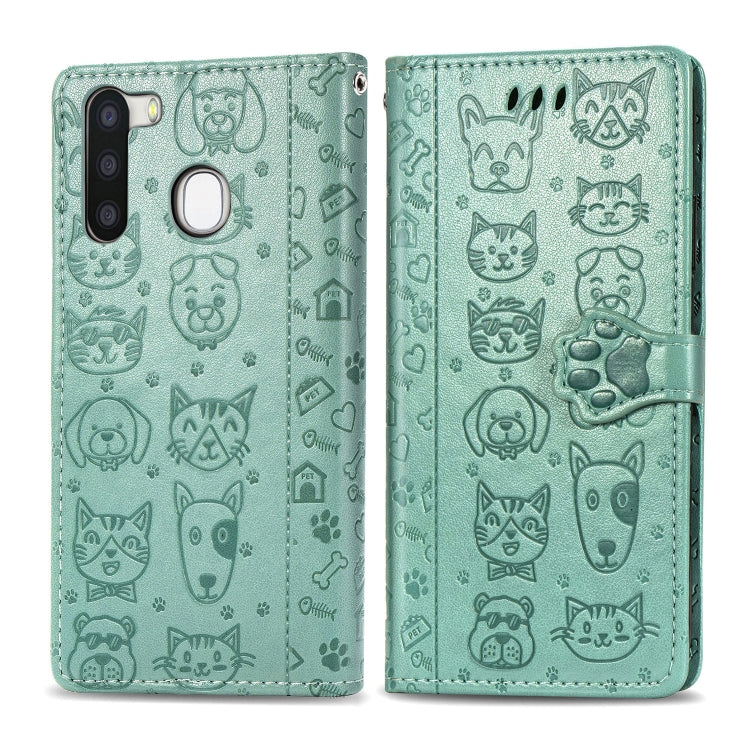Cute Cat and Dog Embossed Horizontal Flip Leather Case with Holder & Card Slots & Wallet & Cartoon Clasp & Lanyard