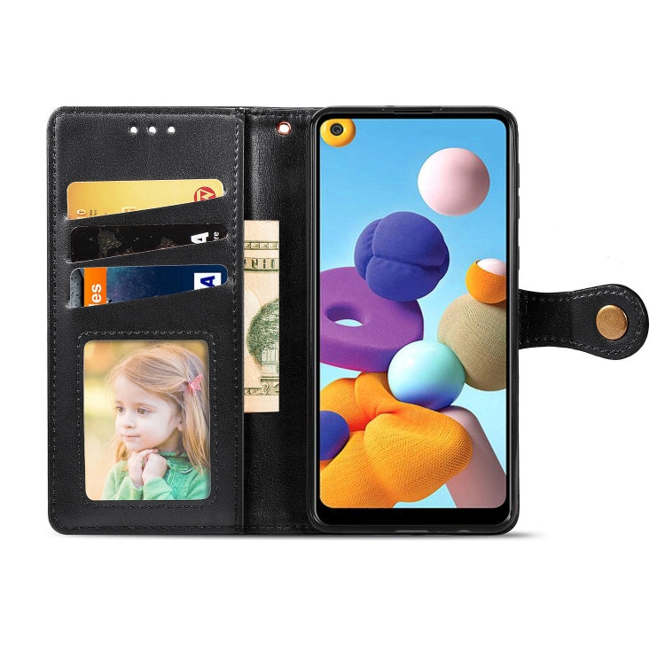 Retro Solid Color Leather Buckle Phone Case with Lanyard & Photo Frame & Card Slot & Wallet & Stand Function