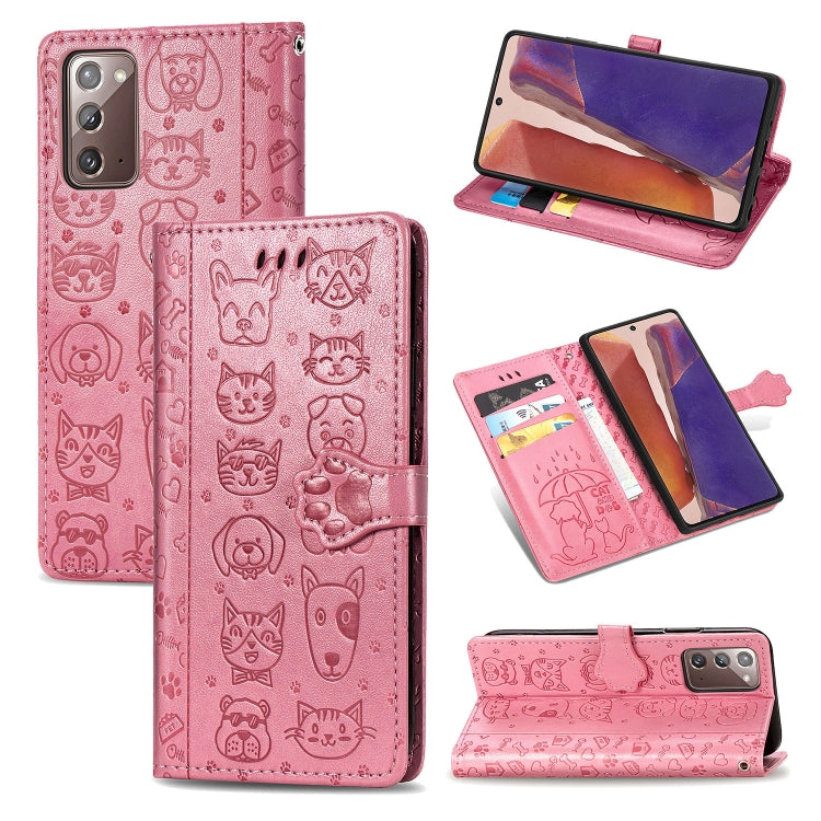 Cute Cat and Dog Embossed Horizontal Flip Leather Case with Bracket / Card Slot / Wallet / Lanyard