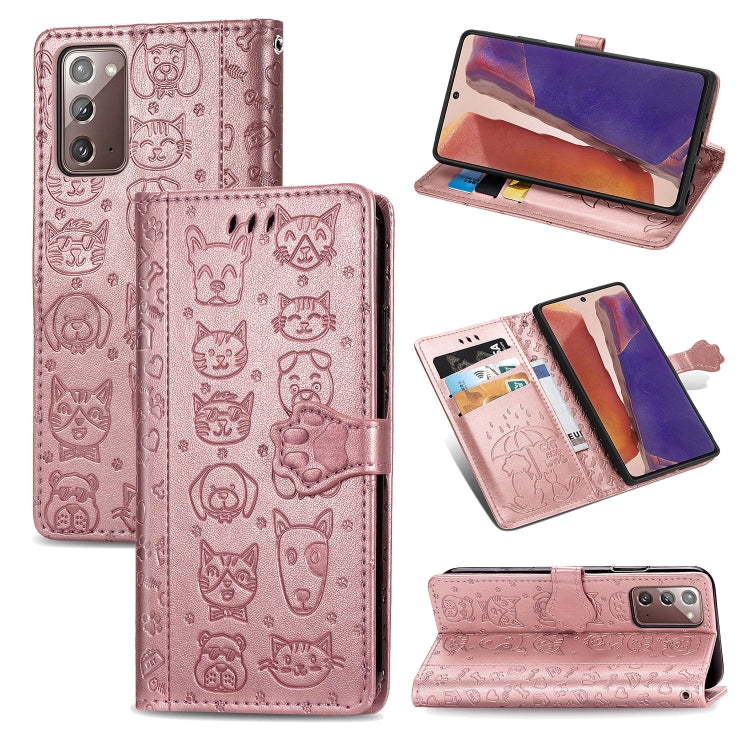 Cute Cat and Dog Embossed Horizontal Flip Leather Case with Bracket / Card Slot / Wallet / Lanyard
