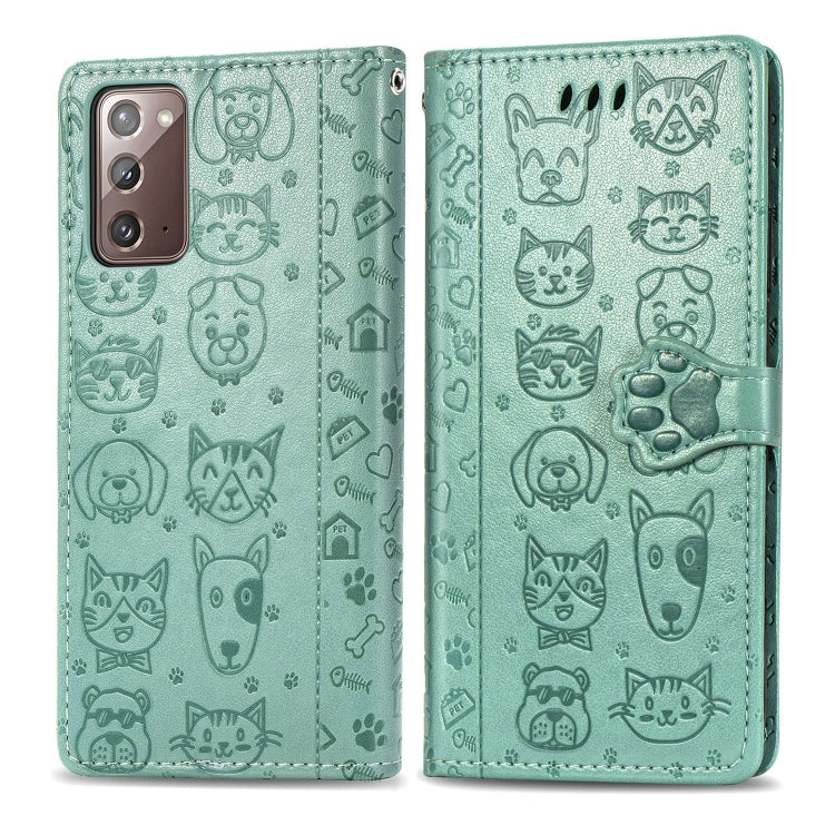 Cute Cat and Dog Embossed Horizontal Flip Leather Case with Bracket / Card Slot / Wallet / Lanyard