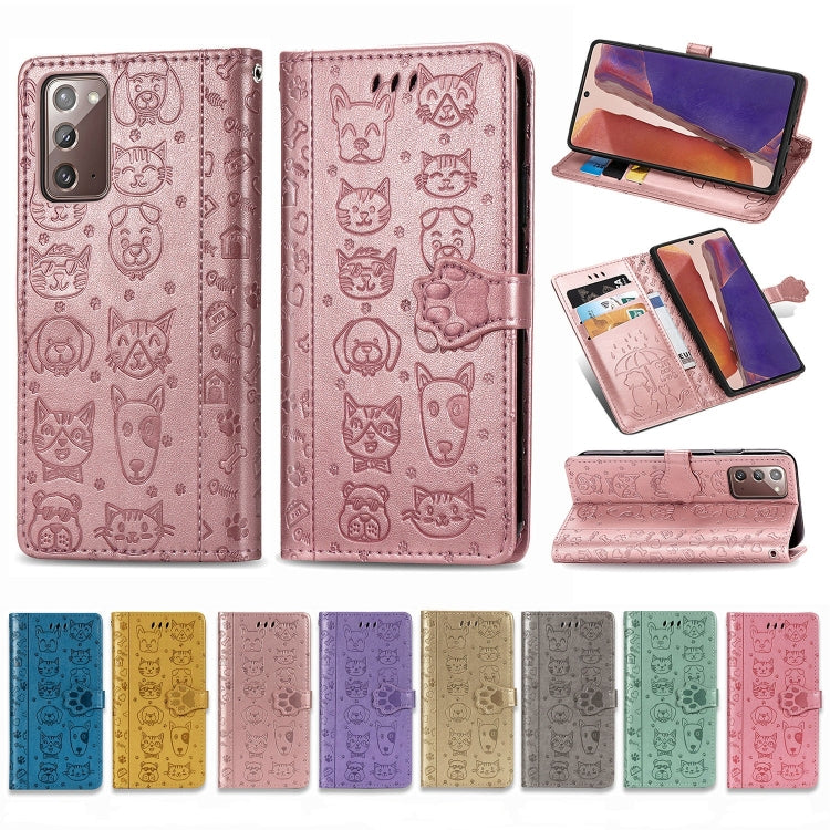 Cute Cat and Dog Embossed Horizontal Flip Leather Case with Bracket / Card Slot / Wallet / Lanyard