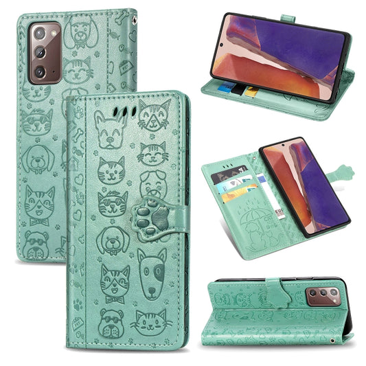 Cute Cat and Dog Embossed Horizontal Flip Leather Case with Bracket / Card Slot / Wallet / Lanyard