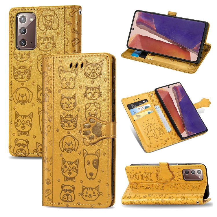 Cute Cat and Dog Embossed Horizontal Flip Leather Case with Bracket / Card Slot / Wallet / Lanyard